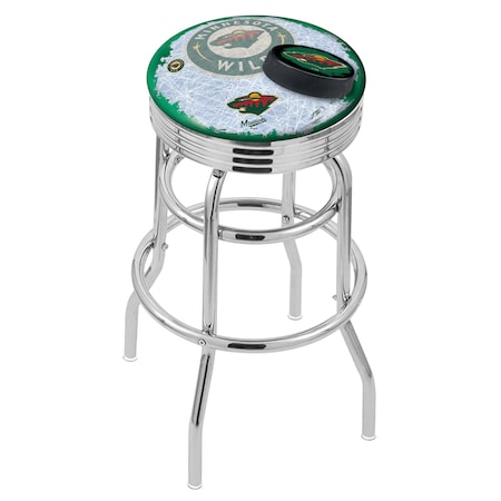 Holland Bar Stool Co 30" Chrome 2-Ring Minnesota Wild Swivel Bar Stool, Accent Ring L7C3C30MinWld-D2